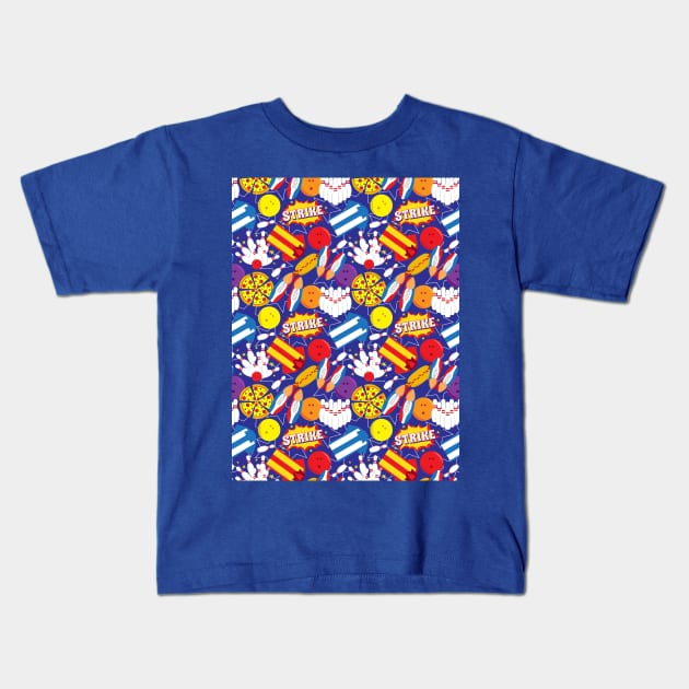 Strike Bowling Pins Pattern Kids T-Shirt by HotHibiscus